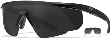 Wiley X Saber 315 Advanced Shooting Glasses, Safety Sunglasses for Men, UV and Eye Protection for Hunting, Fishing, Biking, and Shooting, Matte Black Frames, 2 Changeable Lenses, Ballistic Rated