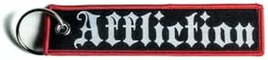 Affliction Flight Tag Keychain, Black with Red Border