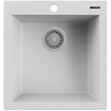 Ruvati 18 x 20 inch epiGranite Drop-in Topmount Granite Composite Quartz Single Bowl Wet Bar Prep Sink - Arctic White - RVG1018WH