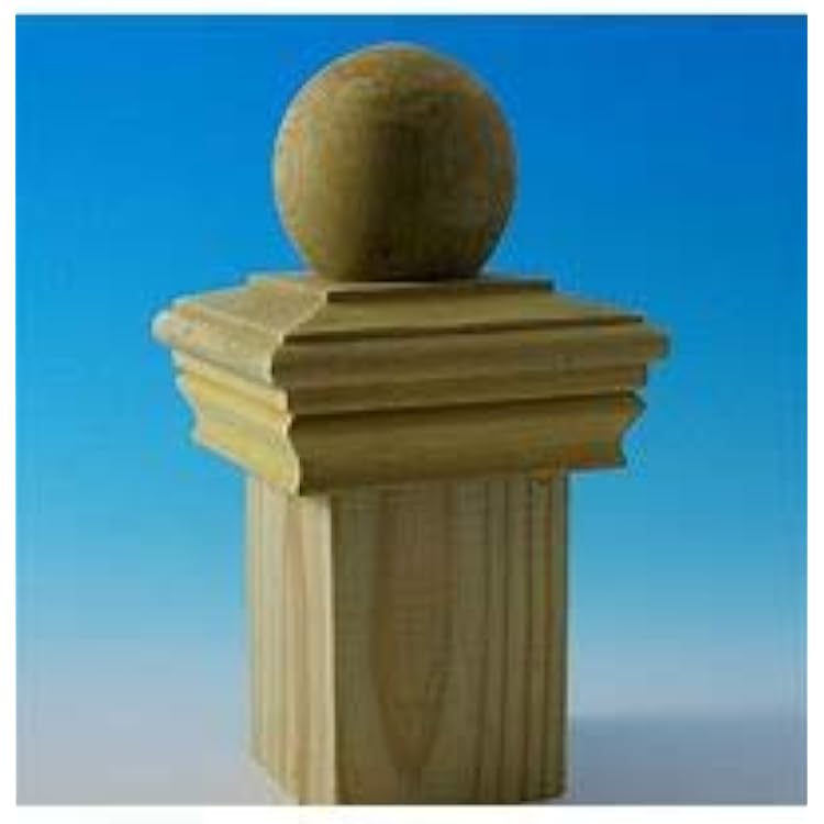 Woodway Flat Top Post Cap, Fits 3-12 Post with 3 Ball Accent, in Premium Pine 6 Pack
