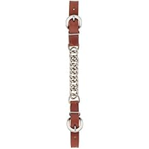 Weaver Equine Leather Curb Strap, 5/8 Buttered Harness Leather Strap with 4 1/2" Single Flat Link Chain, Smooth Nickel Plated Horse Training Equipment, Canyon Rose