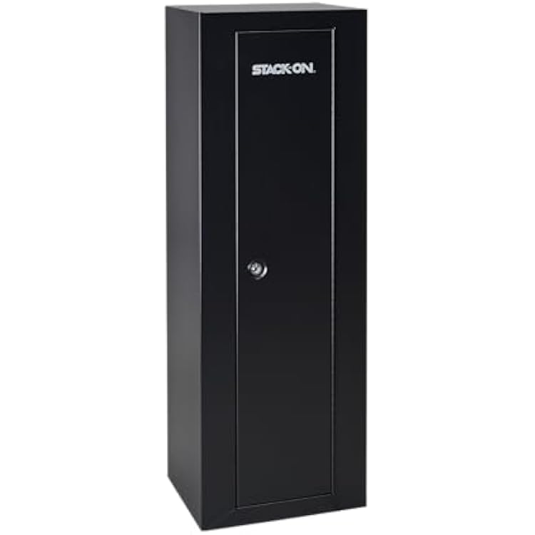 Stack-On 10 Gun Security Cabinet Welded Steel, 3-Point Locking System, Foam Padded Interior, Black Gun Safe