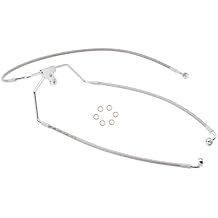 14" Handlebars Extended Front Brake Line for Harley 1996-2013 Touring NO ABS Street Glide/Road King/Road Glide/Electra Glide Models, Stainless Steel Braided, Silver