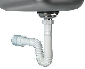 Flexible P-Trap for 1-1/2" Drain Pipes (White - 39 Inch Length) with Adjustable Connections for Kitchen Sinks and Shampoo Bowls, Compatible with Various Sink Configurations