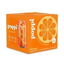 Poppii Orange Prebiotic Soda, 12 oz, 4 Pack Cans