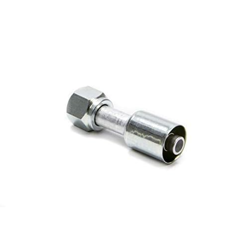 Vintage Air Fitting, Hose End, AC Refrigerant, Straight, 10 AN Hose Crimp to 10 AN Female O-Ring, AluminumSteel, NaturalZinc Oxide, Each