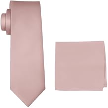 Dusty Rose Tie for Men Classic Solid Necktie and Pocket Square Set Formal Business