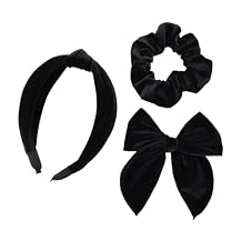 Sugarmelon Black Velvet Bundle Hair Accessories for Women Girls Headband Hair Bow Clips Scrunchy Beauty Hairbands Set