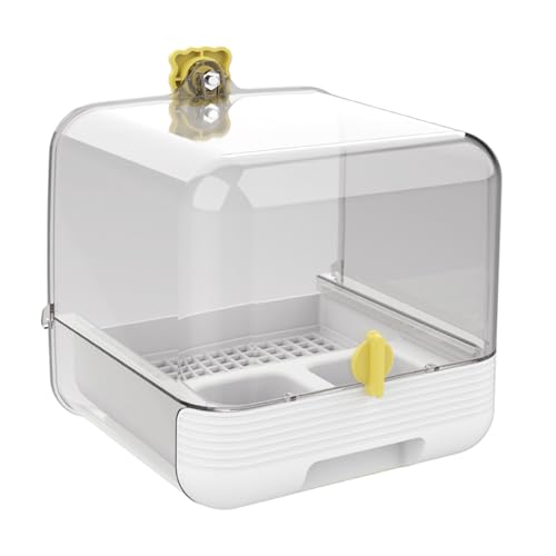 Bird Bath for Cage - Pull-Out Pet Bird Feeder | 2 in 1 Bowl Bathtub Transparent Design for Pet Inside Outdoors Yard Deck Garden