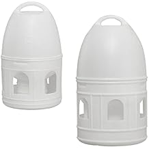 2 Pack Automatic Bird Feeder for Pigeons and Chickens, 5L 10L White