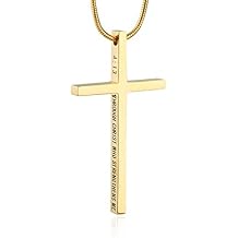 HZMAN Philippians 4:13 Cross Pendant STRENGTH Bible Verse Stainless Steel Necklace