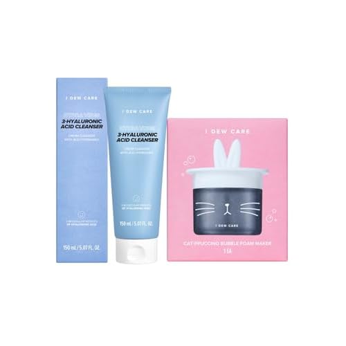 I DEW CARE Korean Acne Face Wash - Namaste Kitten  Bubble Foam Maker - Cat-ppuccino Bubble Foam Maker Bundle