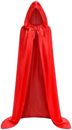 TOONRAIN Hooded Satin Cloak Halloween Cosplay Costume for Unisex Adult Christmas Party Cape