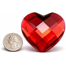 Allstarco 50mm Red Ruby H103 Extra Large Self Adhesive Heart Jewels - 1 Piece