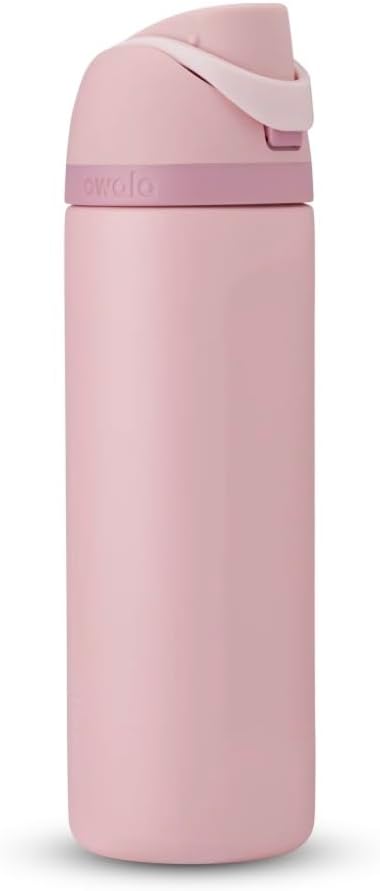 Owala Stainless Steel Water Bottle, 24 Oz, Rose Quartz Pink, Flip-Top Lid