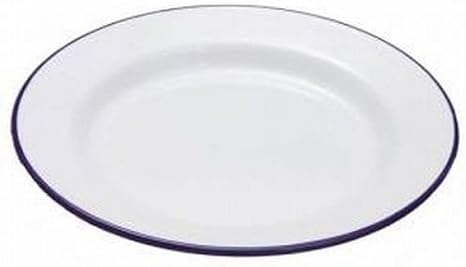 KitchenCraft 20cm White and Blue Enamel Plates (Pack of 2)