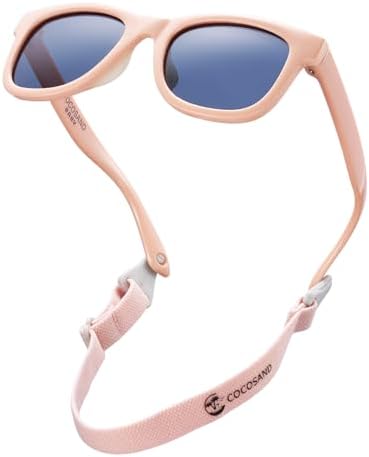 COCOSAND Flexible Baby Sunglasses with Strap Polarized UV Protection for Toddler Infant Newborn Boy Girl Age 0-24 Months