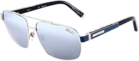 ZILLI 65034 Sunglasses for Men Aviator Titanium Eyeglasses Acetate Frame Designer Platinum, Black, C03