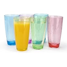 Set of 6 Acrylic Glasses Plastic Tumbler,Drinking Cups for Home Party Indoor Outdoor Use,Dishwaher Safe and BPA Free,26 Ounce (Multi color)