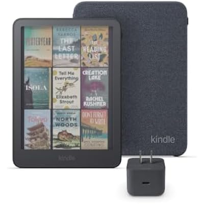 Amazon Kindle Colorsoft Bundle: Includes, Kindle Colorsoft 16GB | Graphite, Knit Fabric Cover | Graphite & 20W Power Adapter