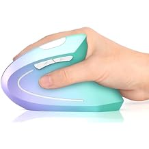 Lekvey Ergonomic Mouse, Vertical Wireless Mouse, Rechargeable 2.4G Optical Carpal Tunnel Mice: 800/1200 / 1600 DPI, 6 Buttons, for Laptop, PC, Mac, Computer, Desktop, Notebook etc, Green Purple