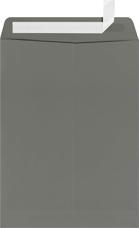LUXPaper 9 x 12 Open End Window Envelopes | Peel & Press | Smoke Gray | 80lb. Text | 50 Qty