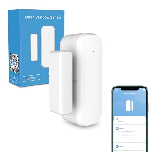 1-Pack Smart Door and Window Sensor, 2.4G WiFi Door Sensor, TuyaSmart Life Contact Sensors for Home Security & Smart Home Automation, Compatible with Alexa Google Assistant