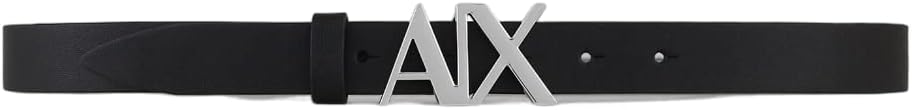 Armani Exchange Women's Metal Logo Leather Belt