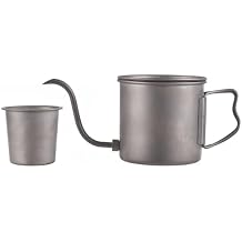 doorslay 400ml Camping Kettles for Boiling Water, Coffee Kettle with Folding Handle+Removable Coffee Spout Coffee Pot with Coffee Filter/Small Cup, Lightweight Tea Kettle for Picnic Backpacking Hiking