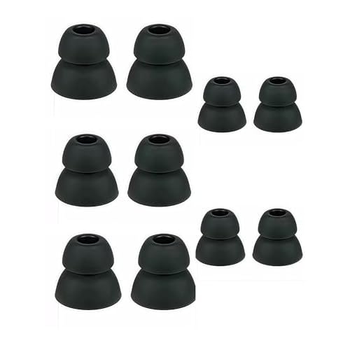 Replacement Silicone Eartips, Double Flange, 10-Pack, Compatible with Powerbeats2, Powerbeats3, Black