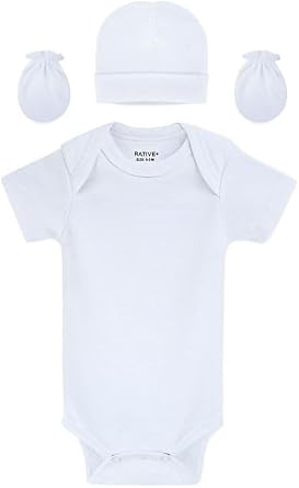 RATIVE Medium Thickness Cotton Baby Bodysuit 4-Pack ShortLong Sleeve for Newborn 0-3M