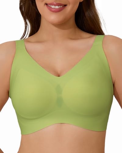 Minimizer Bras for Women Full Coverage Wireless Plus Size Seamless Bralette with Removable Pads Adjustable Comfort 42E, Green