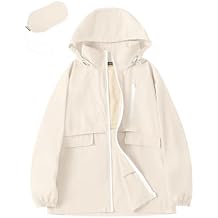 Avoogue Rain Jacket Women with Hooded Lightweight Waterproof Raincoats Packable Zipper Pockets Windbreakers