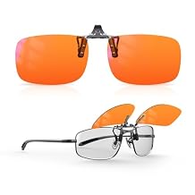 Goiteia Orange Blue Light Blocking Glasses Clip on for Migraine-Gaming Glasses for Eyes Strain/Light Sensitive-Help to Sleep
