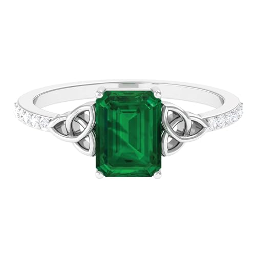 Certified 2 Carat Lab Grown Emerald Engagement Ring, AAAA Quality, Emerald Diamond Celtic Ring - Fine Jewelry Gift