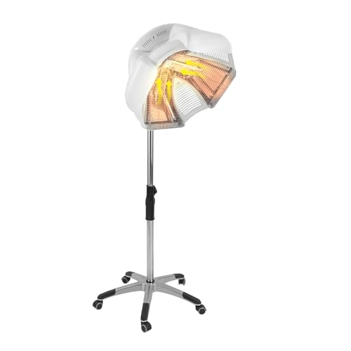1800W Professional Standing Hair Steamer Dryer with LED Display, Micro Mist Salon Styling Floor Hair Steamer Dryer Rolling Hair Color Processor Stand Up, 5 Modes,Adjustable Height White