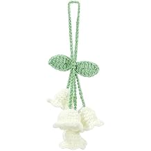 Lily Flower Handmade Knitted Car Mirror Hanging Accessories, Rear Riew Mirror Accessories Car Decorations for Women Men