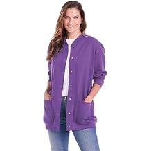 CATALOG CLASSICS Womens Fleece Jacket Snap Front Cardigan Sweatshirt for Women