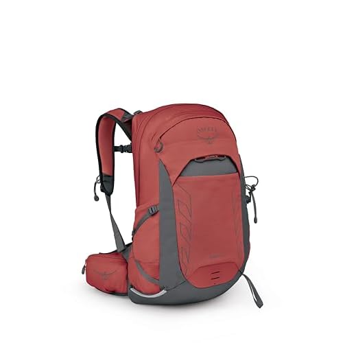 Osprey Tempest 22L Womens Lightweight Hiking Backpack - Small Daypack for Travel & Camping, Red PampasCoal Grey