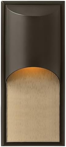 Hinkley Cascade Medium Tall Wall Mount Lantern - Aluminum, 1-Light, Amber Etched Organic Rain Glass, Dark Sky - Bronze Finish