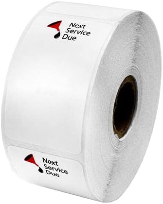 Printer Service Reminder Stickers, Next Service Due Text with Oil Funnel Image, 500 Count