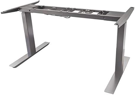 AnthroDesk AD-DMP2-US Adjustable Standing Desk Work Station, Fast Assembly Silver Dual Motor