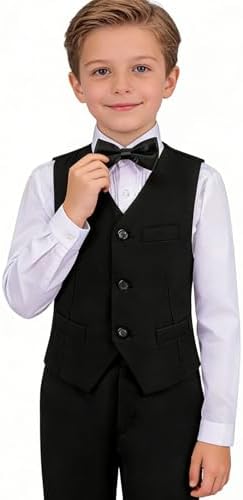Boys Suit Set Formal Dress Shirt with Bowtie Vest Pants Toddler Boy Tuxedo Suits