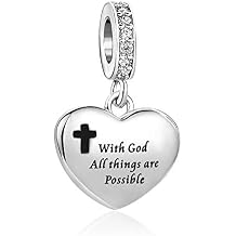 Bible Prayer Charm for Bracelets Pendant Heart Silver Cross Matthew Isaiah Dangle Charms Bracelet for Women Wife Daughter Grandma Friends