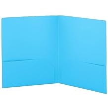 Folders with 2 Pockets Blue, Colored Plastic File School Folder Letter Size, Heavy Duty Poly Portfolio Folder with Two-Pockets, Also Available in Purple, Green, Red, Pink, and Grey, 1 Pc - By Enday