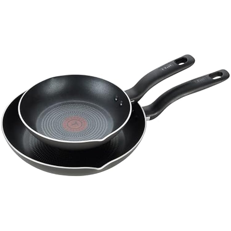 T-Fal Initiatives Non Stick Fry Pan 2 Piece Set, 8.5, 10 Inch, Oven Broiler Safe 350F, Cookware, Kitchen Cooking Set, Skillets, Frying Pans, Egg Pan, Omelet Pan, Pots and Pans, Dishwasher Safe, Black