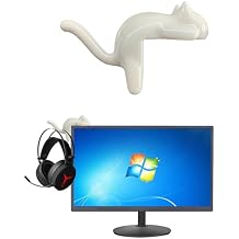 Cute Cat Tail Hook for Computer Screen,Computer Monitor Decor,Tight Spaces, Hang Keys, Desk Art Hook,Accessories in Easy Reach (White)