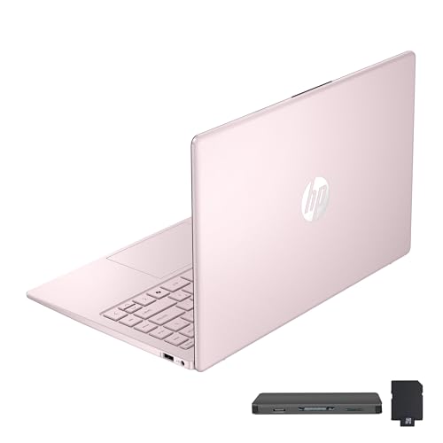 HP Stream 14 HD BrightView Laptop, Intel Processor N150, 16GB RAM, 288GB Storage 128GB UFS  160GB SSD Docking Station Set, Intel Graphics, HD Webcam, Wi-Fi, 1 Year Office 365, Win 11 S, Pink