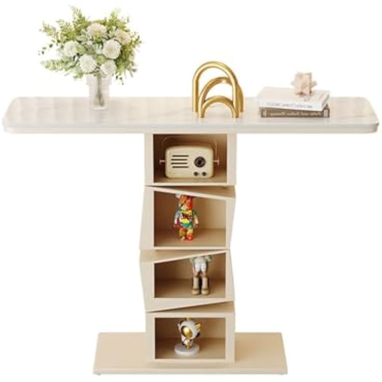 Modern Console Table, Marble Entryway Table with Storage, Narrow Console Sofa Side Entry Table, for Living Room, Hallway, BedroomYellow,80CM31.4IN