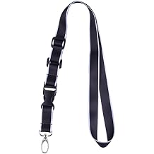 Wisdompro Adjustable Lanyard, Heavy Duty Neck Strap Lanyard with Detachable Buckle and Metal Hook for Keys, ID Badges, Card Holder, Name Tags - Blue/Black